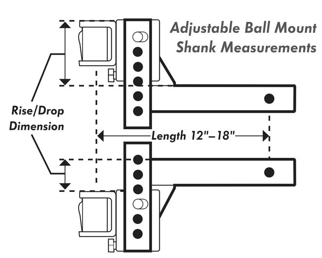 48133 - Shank, Adj Extra Hi-Low 2"x2"x16"L, 5.75"Drop, 8.75"Rise