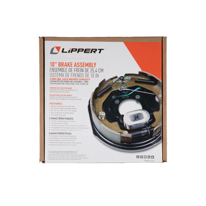 296650 - Forward Self-Adjusting Trailer Brake Assembly - 10" x 2-1/4" Brake Size, 4-Bolt, 3,500-lb. Axles, Right (Passenger) Side