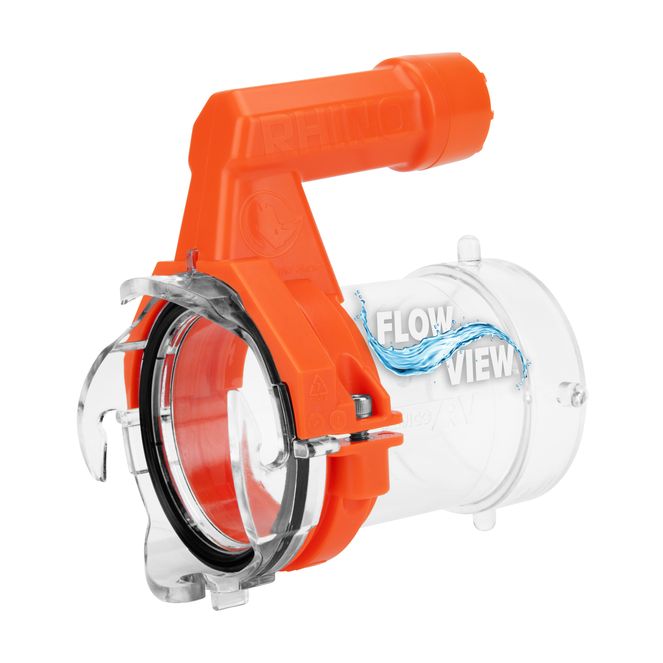 39570 - Camco Rhino RV Sewer Hose Extender PRO – 5″ Sewer Hose Extension — Torque-Grip Handle with Built-In LED Flashlight — The Easiest Way to Connect Your RV Sewer Hose ( )