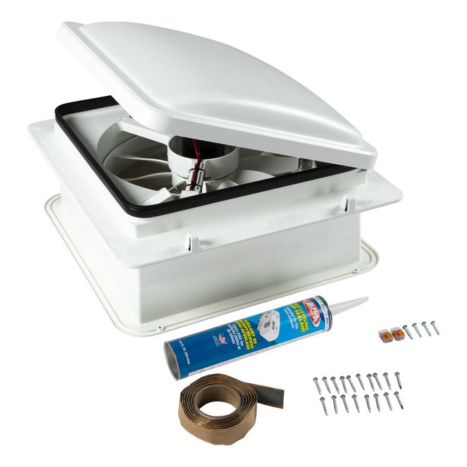 2023042193 - RV Roof Vent Fan with Lid Install Kit - 14" White #FVF14D90R6A-PS-AM