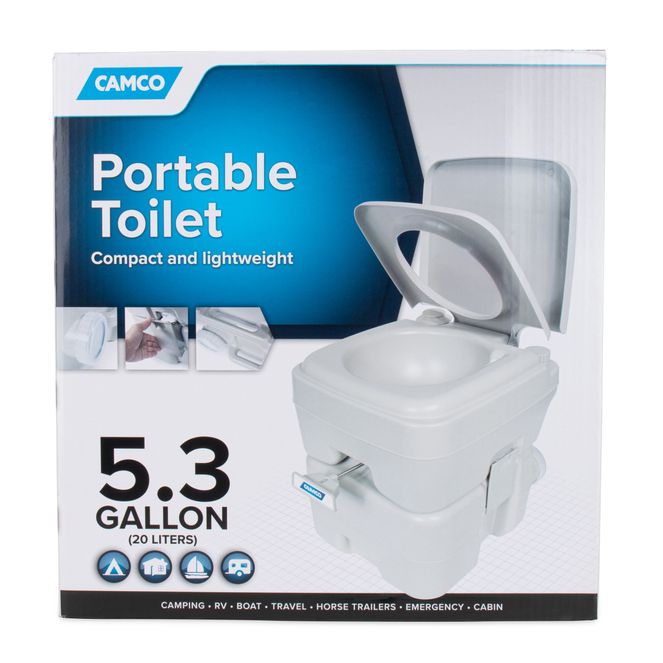 41541 - 5.3-Gallon Portable Travel Toilet — Features Detachable Holding Tank w/Sealing Slide Valve & Bellow-Type Flush — Easy Transport w/Compact Lightweight Design & Carry Handle