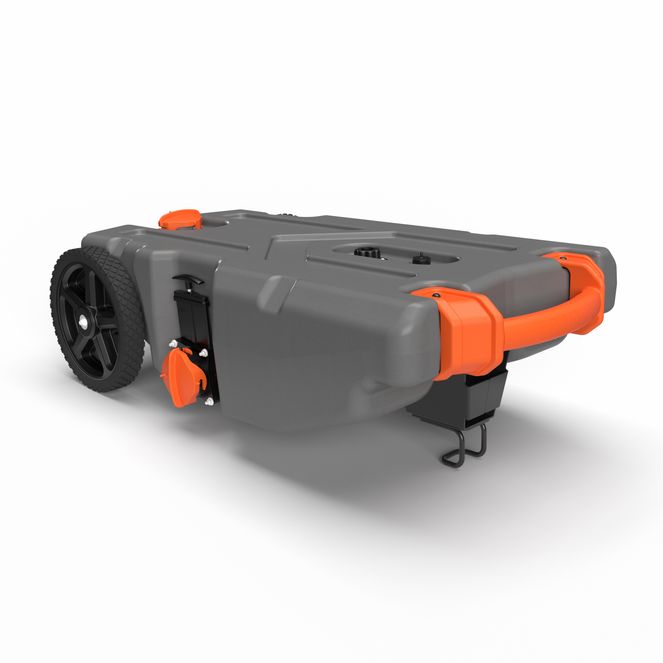39004 - Rhino Camper/RV Portable Waste Tank – 28-Gallon – Features Large Heavy-Duty No-Flat Wheels & Built-In Gate Valve – Includes Removable Steel Tow Adapter, 3' RV Sewer Hose, & More RV Accessories