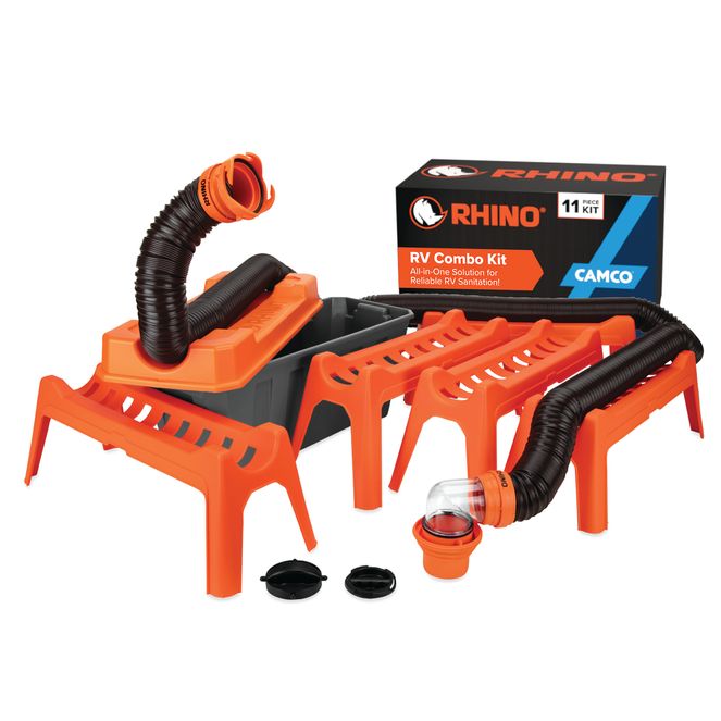 43075 - Camco Rhino Ultimate 20' RV Sewer Hose Kit — All-in-One Sewer Hose Solution — 11-Piece Combo Kit Includes Storage Box for Nesting Support & Camper Organization ( )