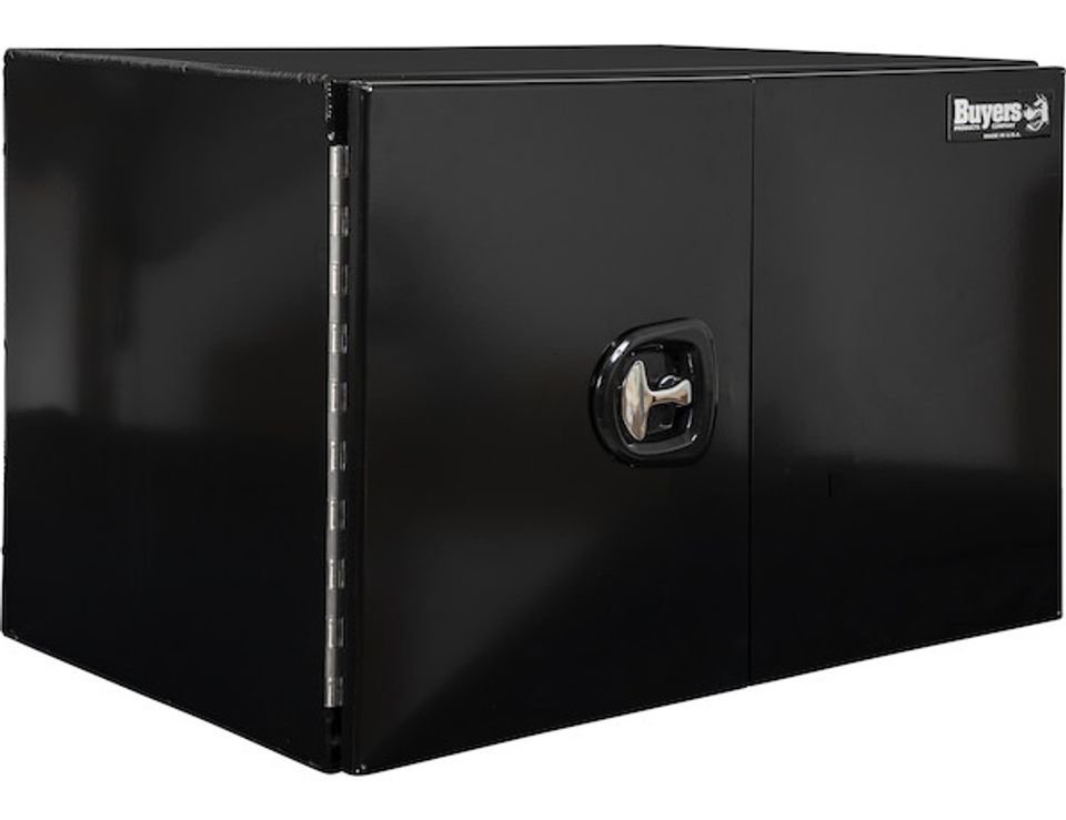 1705805 - 18x18x36 Inch Black Smooth Aluminum Underbody Truck Tool Box - Double Barn Door, 3-Point Compression Latch