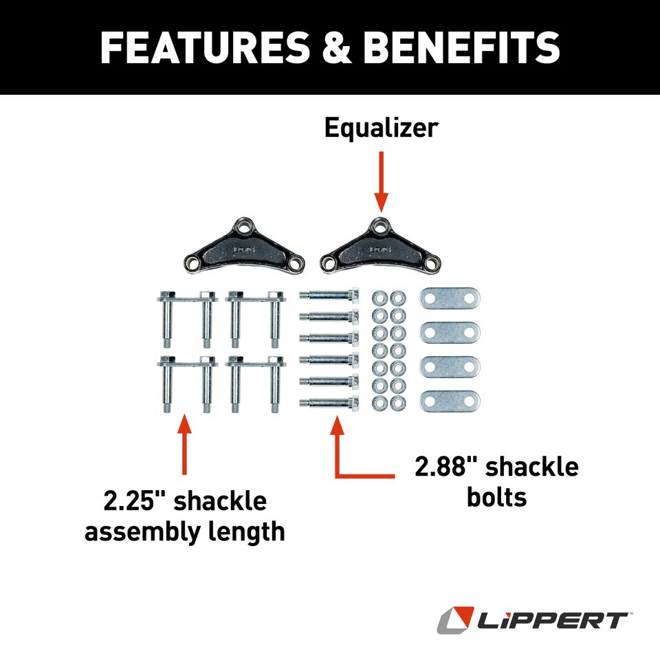 121097 - Trailer Axle Double-Eye Suspension Kit - 2,200-8,000-lb. Tandem Axles, 33" Axle Spacing