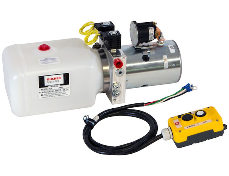 PU642LRA - Buyers 4-Way DC Power Unit-Electric Controls Horizontal 1.5 Gallon Poly Reservoir