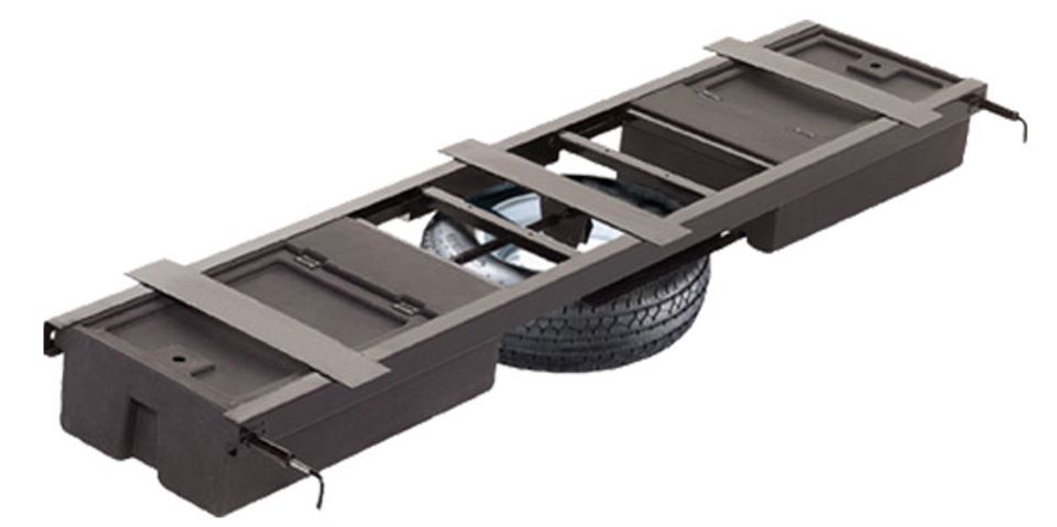 125460 - RV Underchassis Standard Double Bin Storage System with Spare Tire Carrier - 99.5" x 21.5"