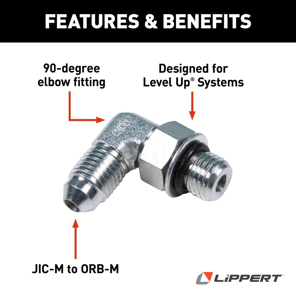 113128 - 1/4" 90° Elbow Hydraulic Leveling System Fitting #6801-04-04