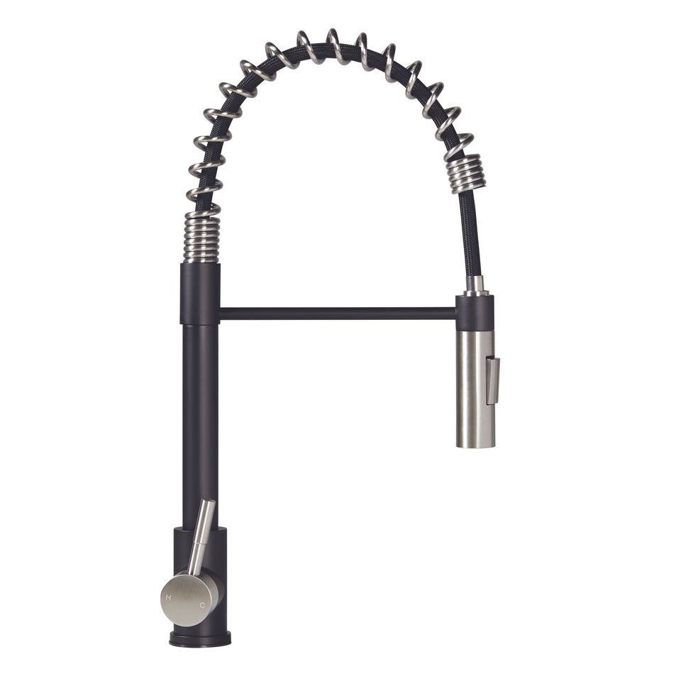 2022109922 - Flow Max™ Coiled Kitchen Faucet - Black/Stainless Steel