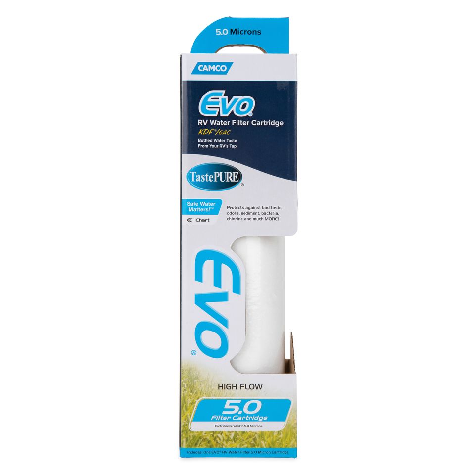 40621 - Camco Evo Premium RV Water Filter Replacement Cartridge — Enjoy Fresh, Clean, Great-Tasting Water in Your Camper with GAC and KDF Filtration