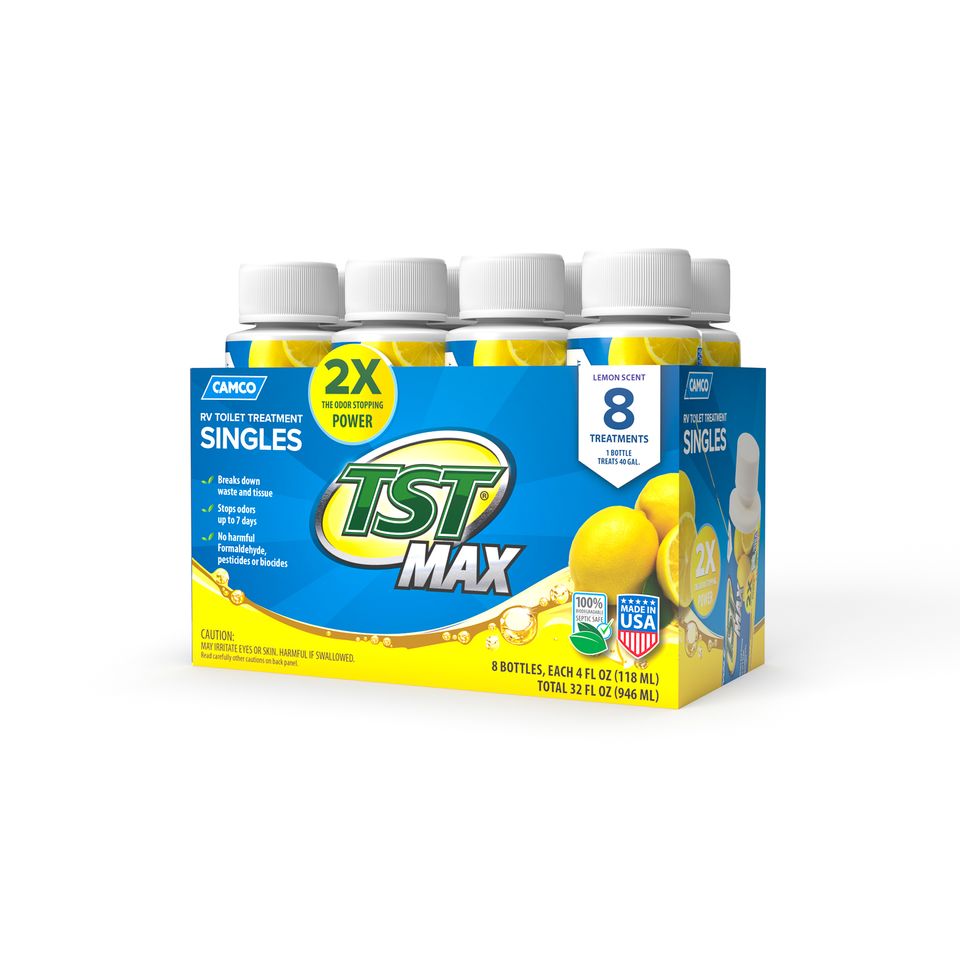 41571 - MAX RV Toilet Treatment Singles, Lemon, (8) 4 oz. Bottles