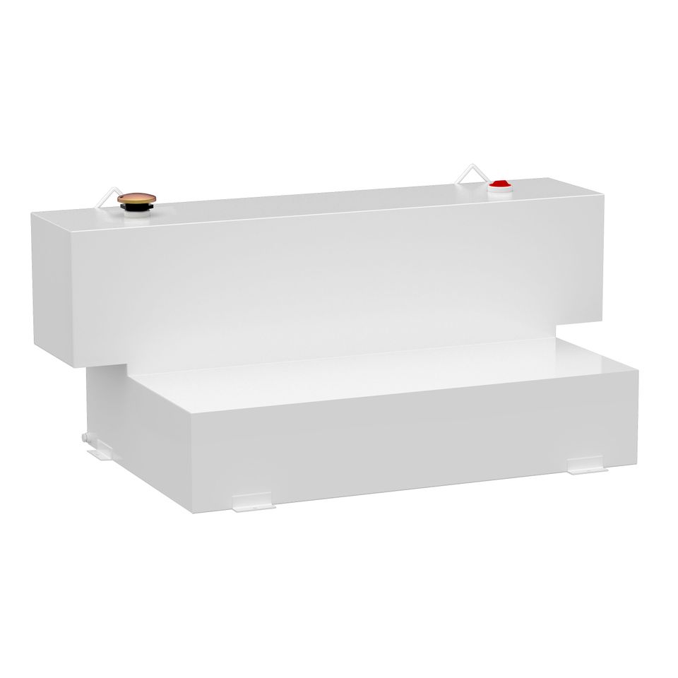 ST-100HH-W - White Hammerhead-Style 100-Gallon L-Shape Steel Transfer Tank