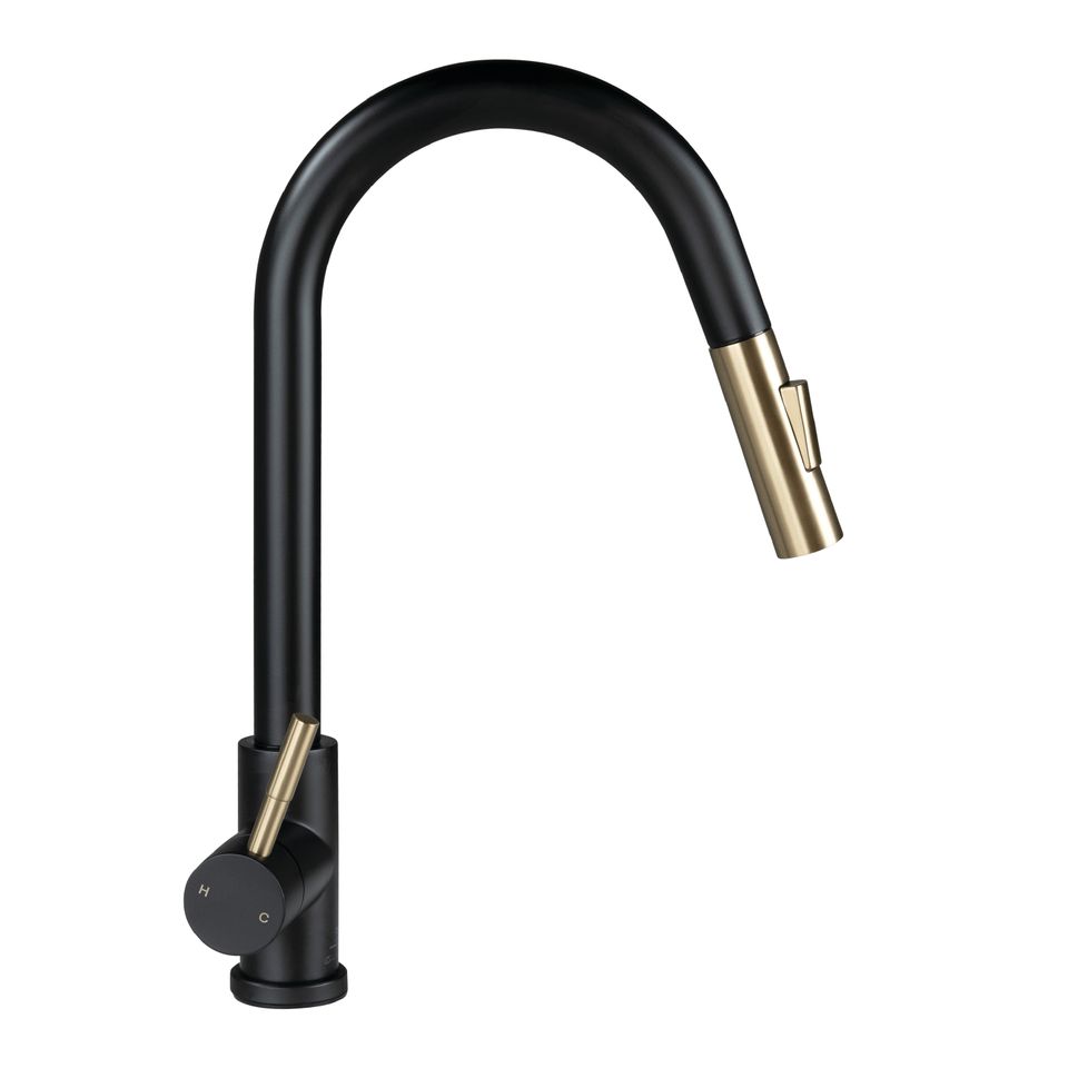 2024000071 - Flow Max™ Bullet Pull-Down Kitchen Faucet - Black Matte / Satin Bronze