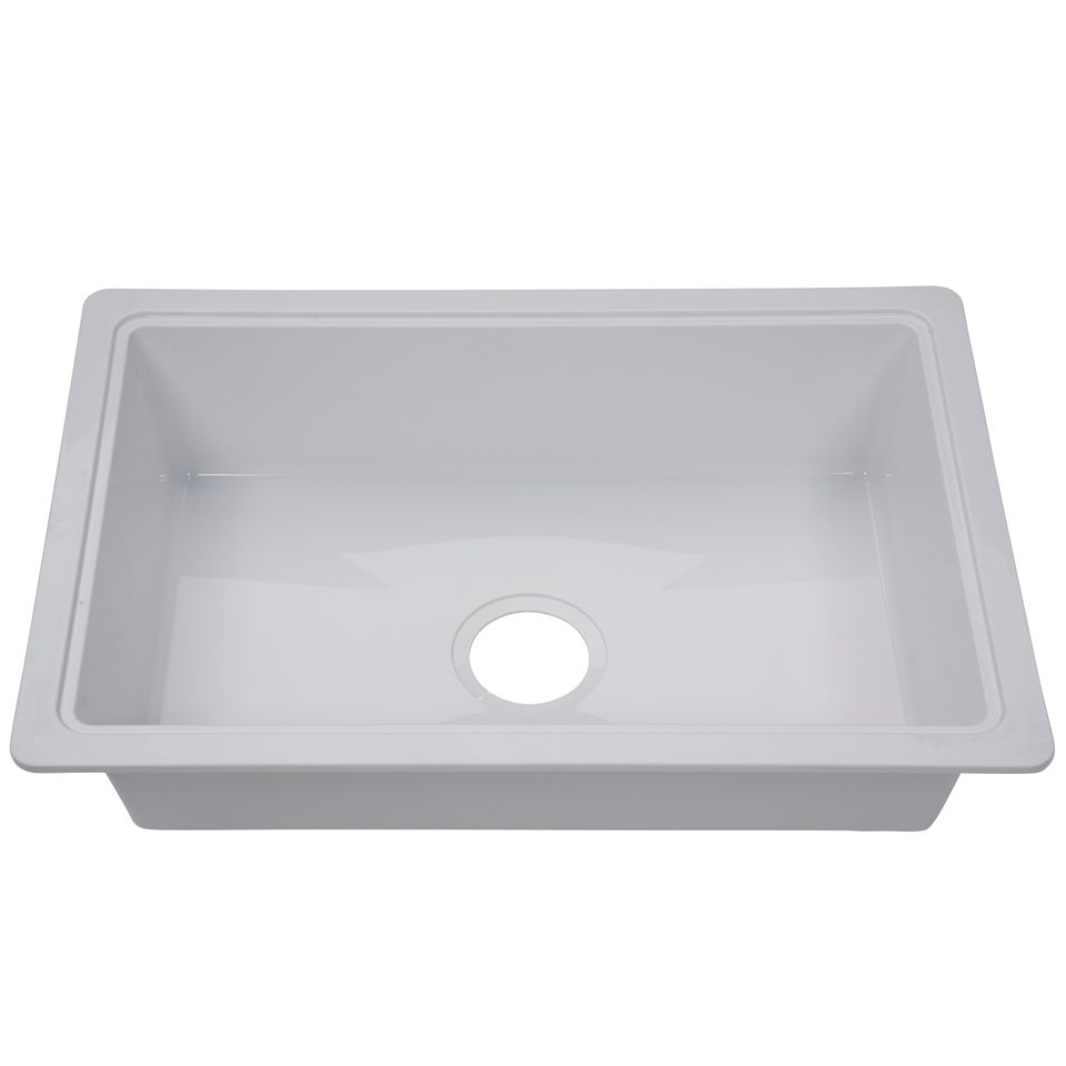 809032 - RV Single Kitchen Galley Sink - 25" x 17" x 6.6" White ABS Plastic
