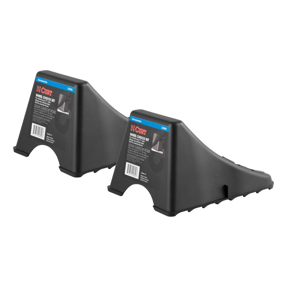 22800 - Black Plastic Wheel Chocks, Vehicle, Trailer, Truck, RV, 2-Pack