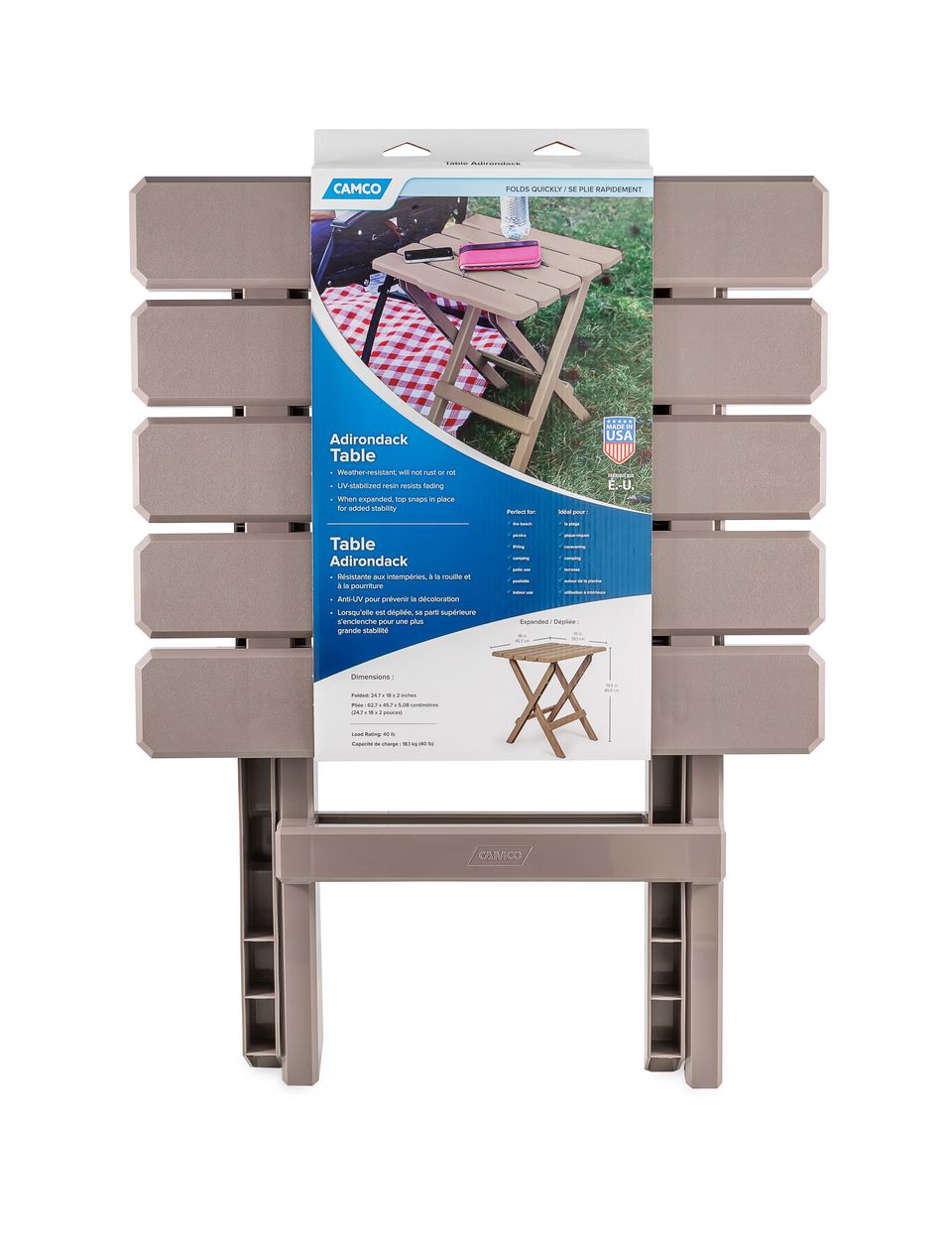 51887 - Table,Adirondack Style,Quick-Folding,Plastic,LG,Taupe(E/F)