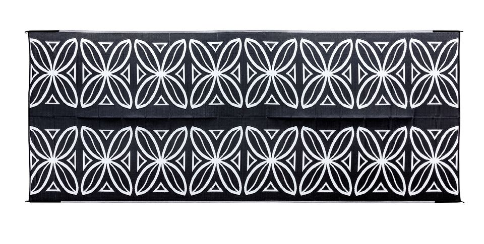 42833 - Outdoor Mat - 8' x 20' Botanical, Charcoal/White (E/F)