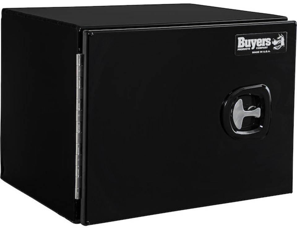 1705800 - 18x18x24 Inch Black Smooth Aluminum Underbody Truck Tool Box - Single Barn Door, Compression Latch