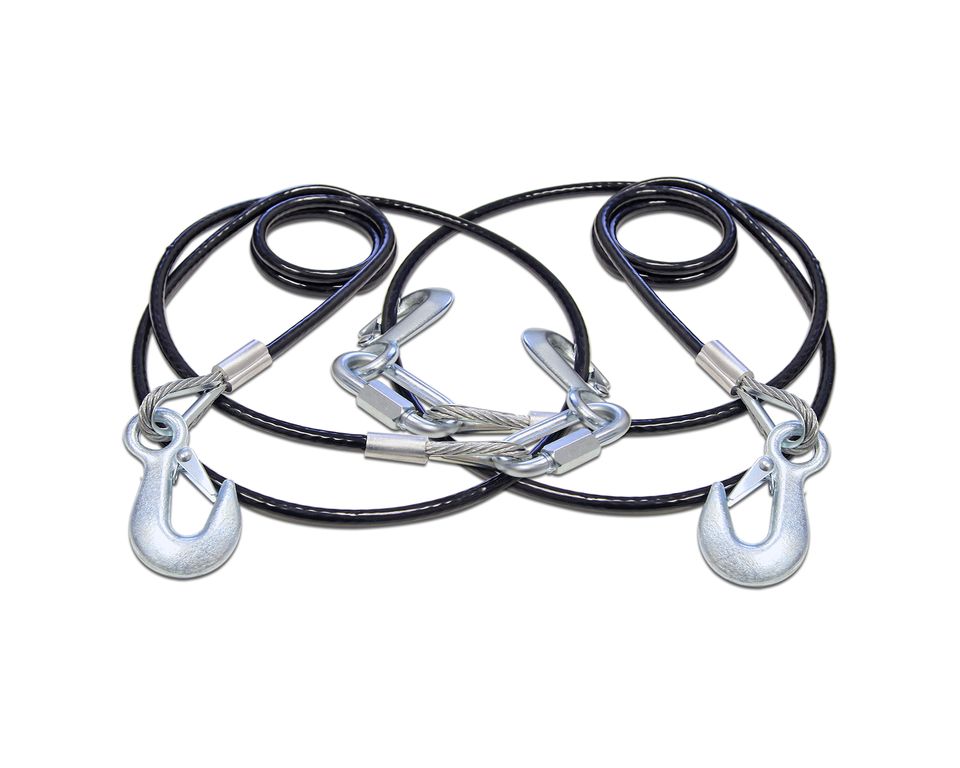643 - Coiled Safety Cables 68" long. Single hook - 6\,000 pound capacity. 1 pair