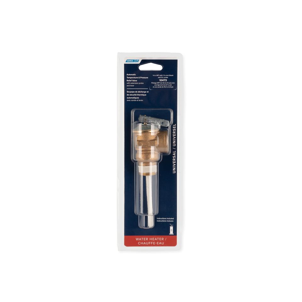10473 - Automatic Temperature and Pressure Relief Valve with Extension Probe and Lever
