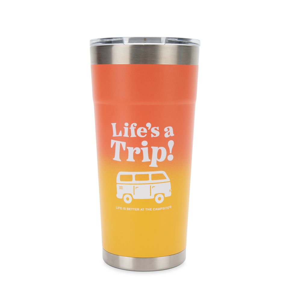 53318 - 20oz Painted Tumbler | Features Superior Heat/Ice Retention & Unique Design of "Life’s a Trip!” | Crafted of Kitchen-Grade Stainless Steel | Orange/Yellow ( )
