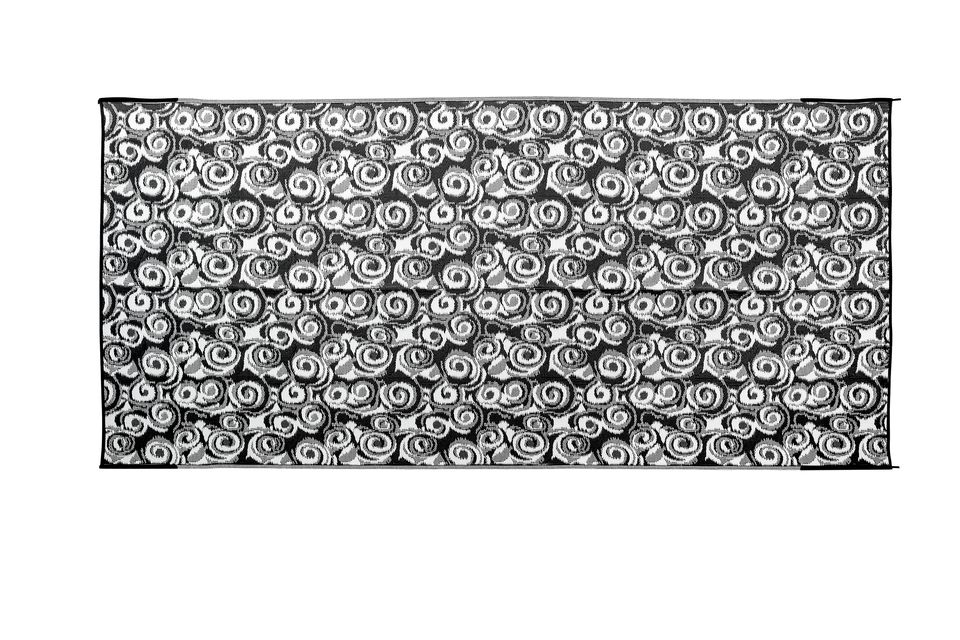 42843 - Reversible RV Awning & Outdoor Mat- 8' x 16' Swirl, Charcoal/White