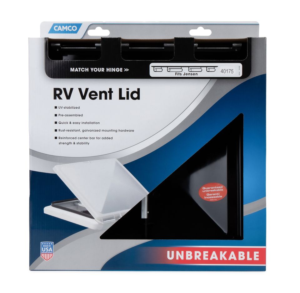 40175 - Vent Lid, Jensen pre '94 pin, Black (Polycarb) (Eng/Fr)