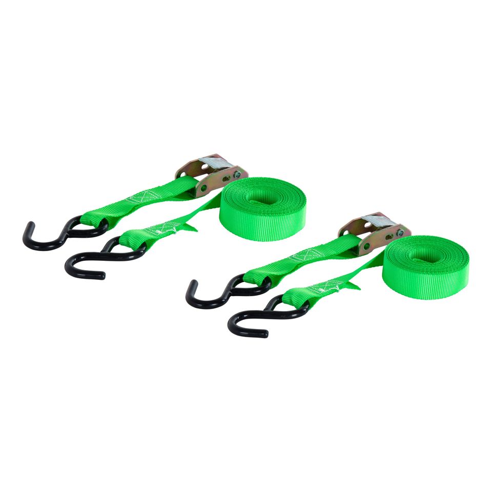 83015 - 1-Inch x 15-Foot Dark Green Nylon Cargo Straps, 900 lbs. Break Strength, 2-Pack