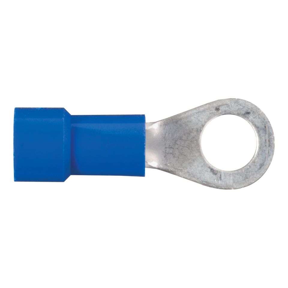 59521 - 16-14 Gauge Blue Vinyl-Insulated Ring Terminal Wire Connectors, #10 Stud, 100-Pack