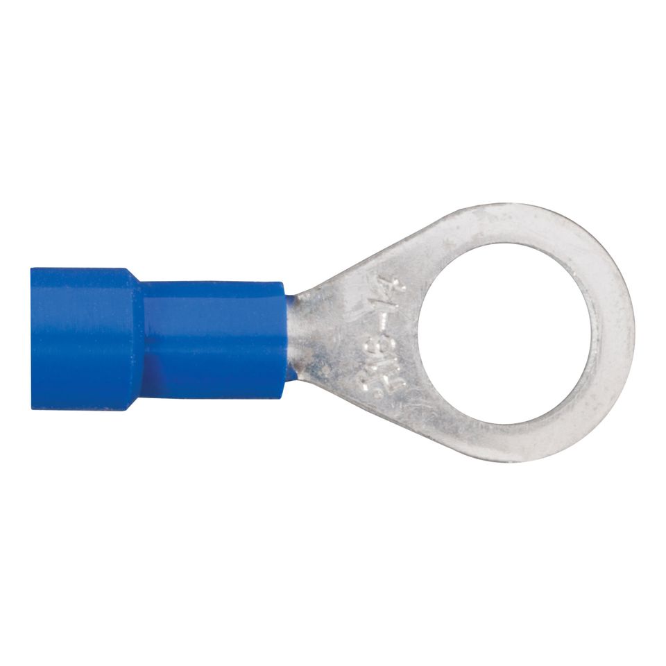 59525 - 16-14 Gauge Blue Vinyl-Insulated Ring Terminal Wire Connectors, 5/16-Inch Stud, 100-Pack