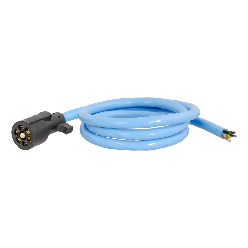 56612 - Extreme Temperature, Cold Weather 7-Pin RV Blade Trailer Wiring Harness Plug, 7-Foot Blunt-Cut Wires, -40F to 221F Degree Rating