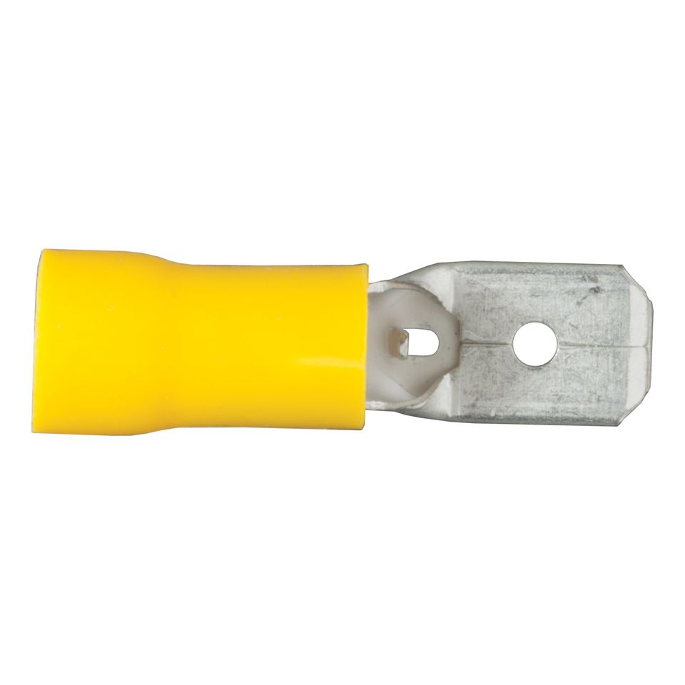 59433 - 12-10 Gauge Yellow Vinyl-Insulated Male Wire Quick Connectors, 100-Pack