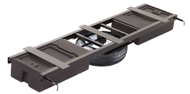 125460 - RV Underchassis Standard Double Bin Storage System with Spare Tire Carrier - 99.5" x 21.5"