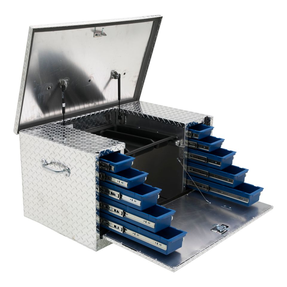 TBC-38-DS - Bright Aluminum 38" Utility Chest Box with Drawers