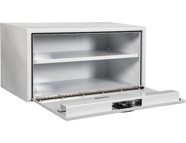 1702406 - 18x18x36 Inch White Steel Underbody Truck Box with Built-in Shelf - 3-Point Latch
