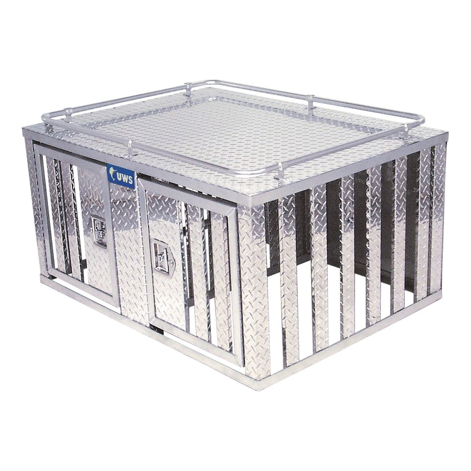 DB-4848 - Bright Aluminum 48" x 48" Double-Door Dog Box with Divider