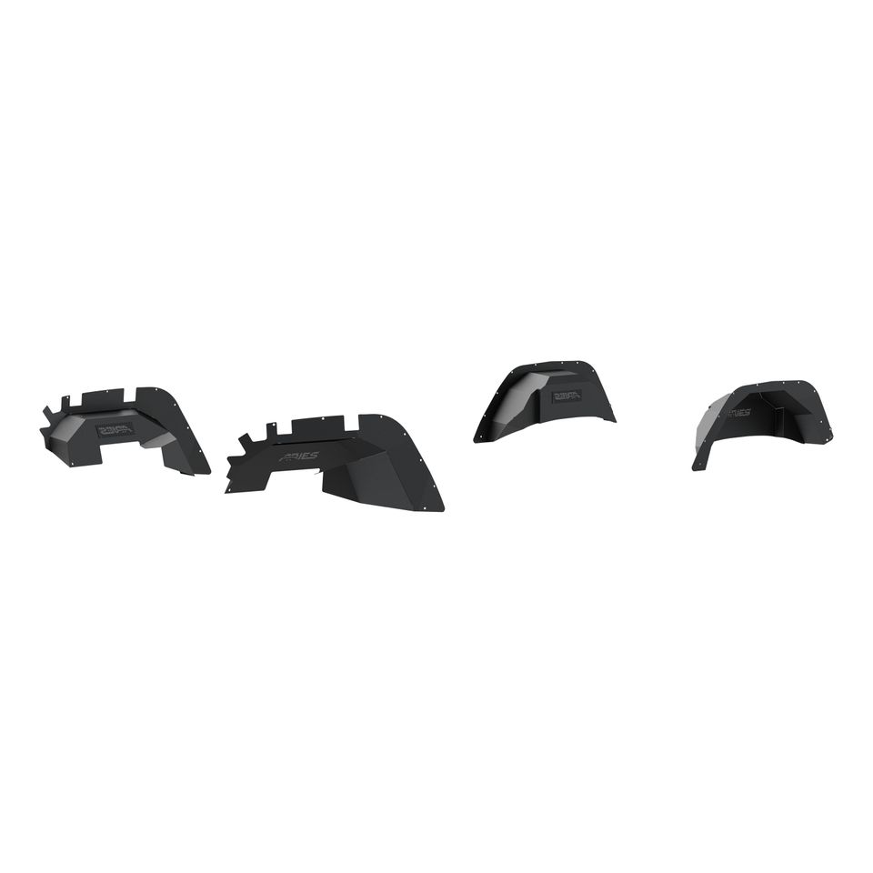 2500650 - Black Aluminum Front and Rear Jeep Wrangler JL Inner Fender Liner Wheel Well Guard Covers - 2018-2026 Jeep Wrangler