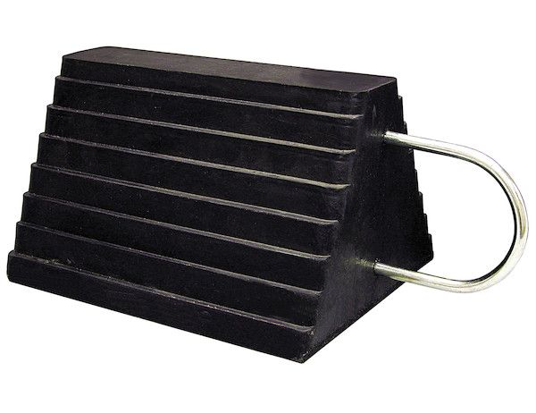 WC1086UWH - Heavy Duty Rubber Wheel Chock with U-Wire Handle 9.63x7.5x5.88 Inch