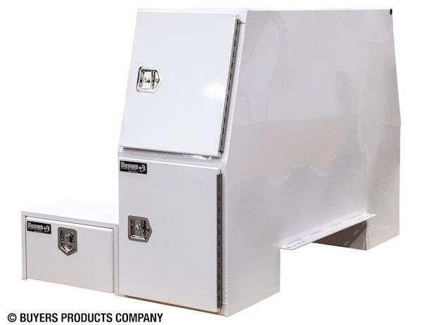 BP855548W - 85x55x48 Inch White Steel L-Pack Backpack Truck Box - 16.35 Inch Offset