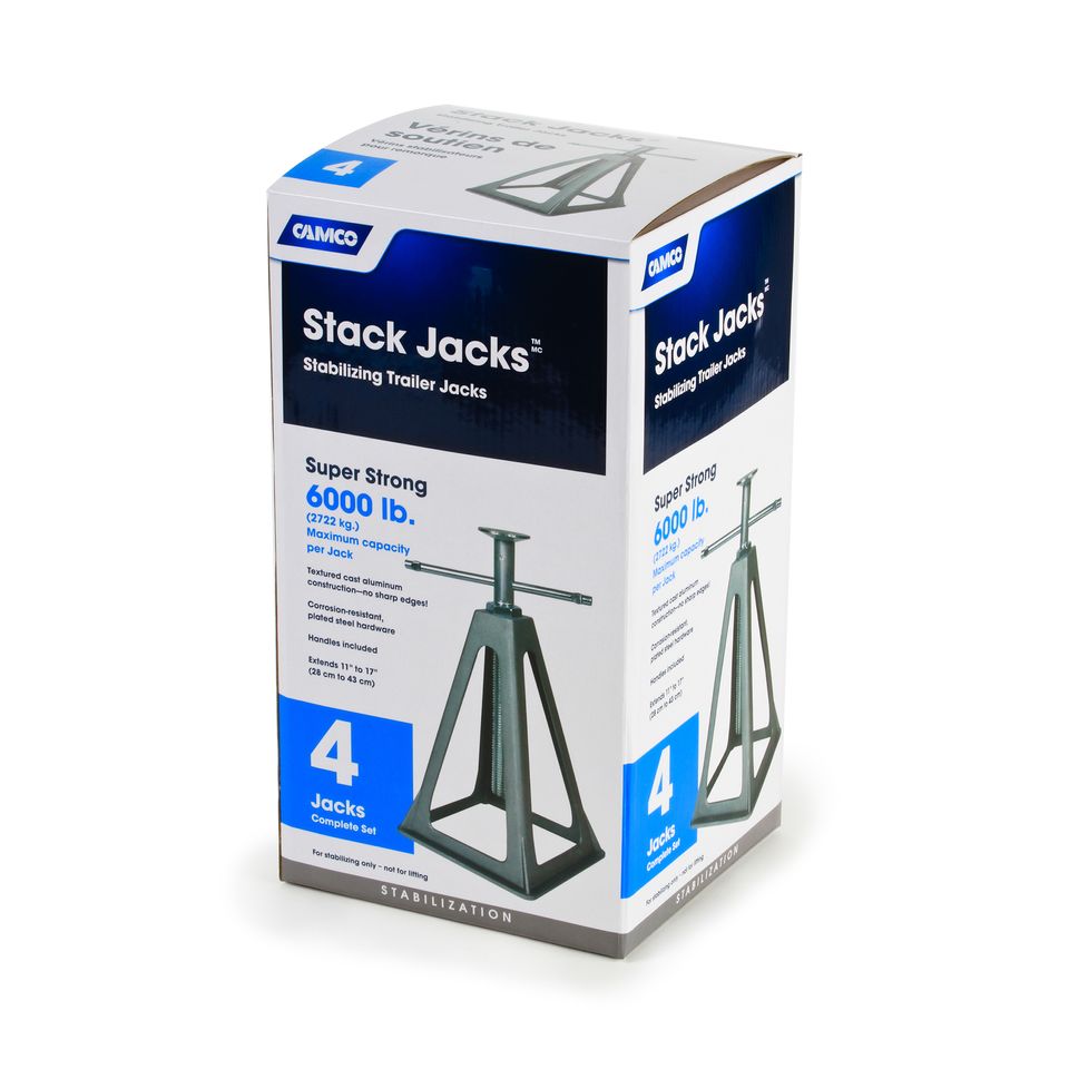 44560 - Aluminum Stack Jacks — Stabilize & Position Your RV, Trailer Or Camper —Supports Up to 6,000 lb — Extends 11" - 17" — Pack of 4
