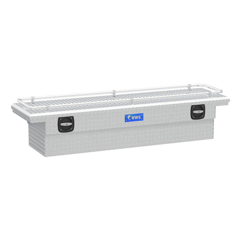 SL-72-LP-R - Bright Aluminum 72" Secure Lock Crossover Truck Tool Box with Low Profile & Rail - 2011-2026 Ram 2500, 2011-2026 Ram 3500 and more
