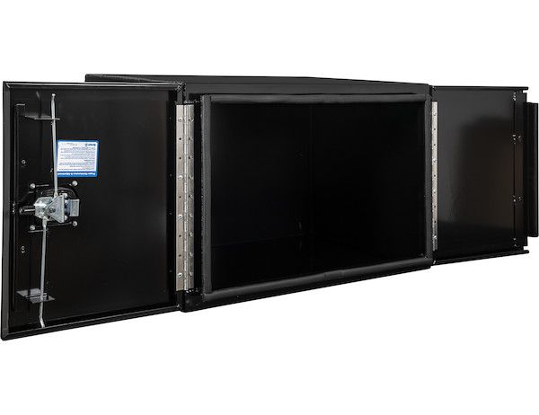 1705810 - 18x18x48 Inch Black Smooth Aluminum Underbody Truck Tool Box - Double Barn Door, 3-Point Compression Latch