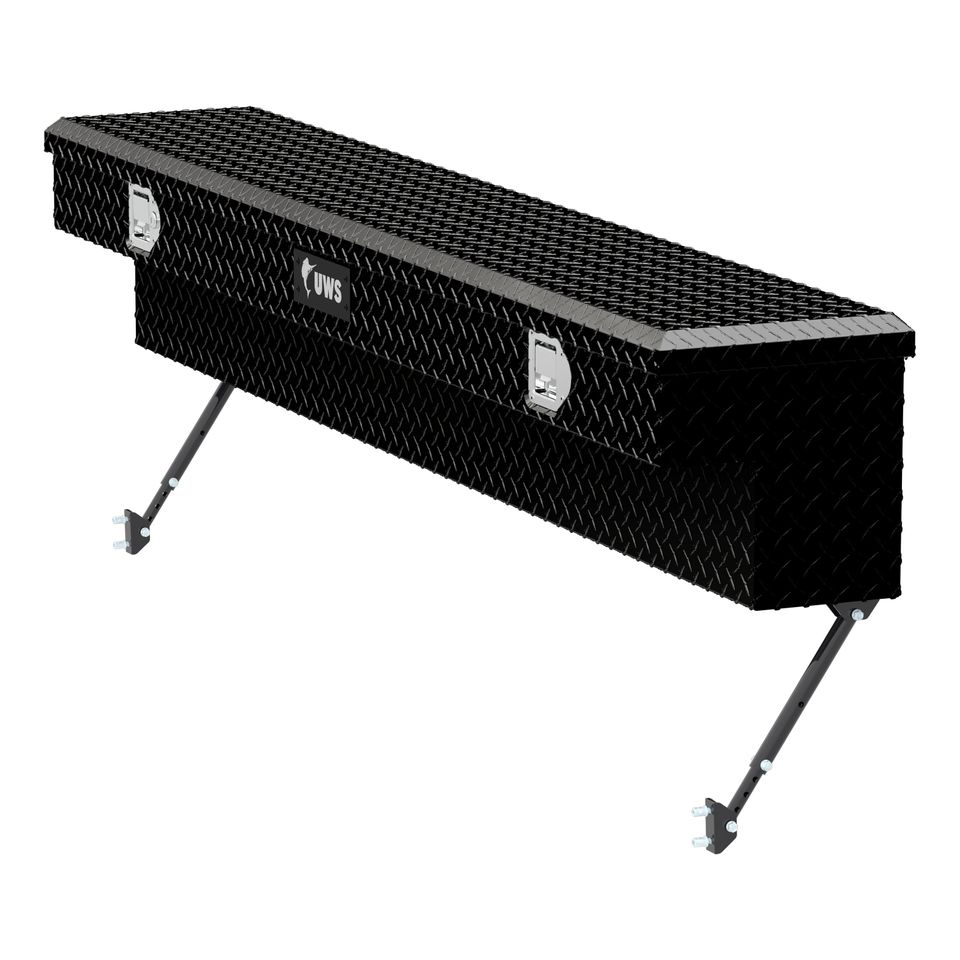 EC30142-MK2 - 72-Inch Gloss Black Heavy-Wall Aluminum Truck Side Tool Box, RigidCore Lid, Space-Saving Legs