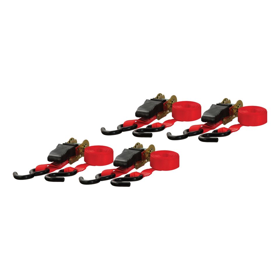 83002 - 1-Inch x 16-Foot Red Nylon Ratchet Straps, 1,500 lbs. Break Strength, 4-Pack