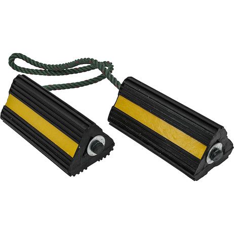 WC24483 - Rubber Wheel Chock Set 4x4x8 Inch with 3 Foot Rope