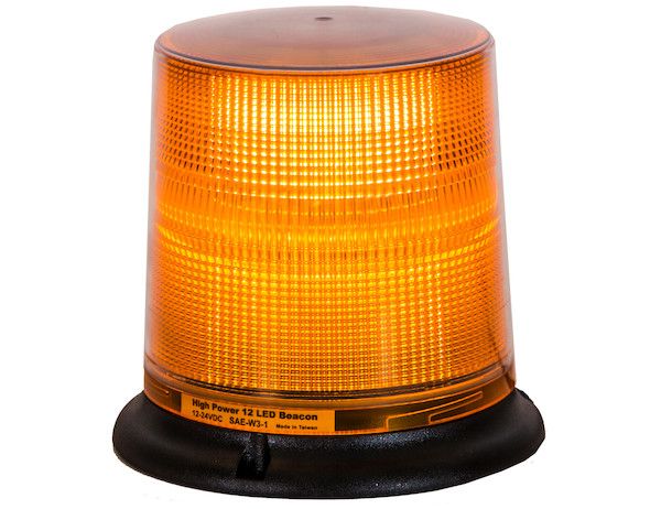 SL695A - 6.5 Inch by 6.5 Inch Amber LED Beacon Light With Tall Lens (Magnetic Mount with 10 Foot Auxiliary Power Cord)