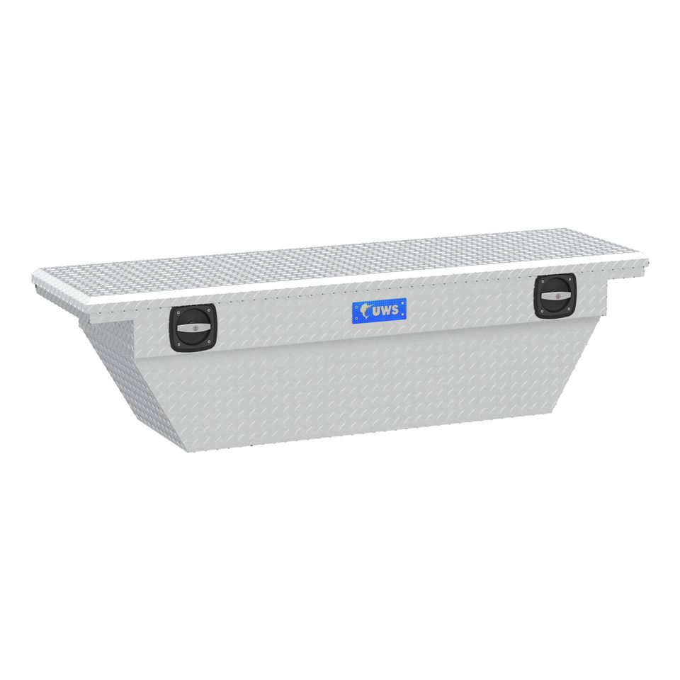 SLD-69-A-LP - Bright Aluminum 69" Deep Angled Secure Lock Truck Tool Box with Low Profile - 1999-2025 Chevrolet Silverado 1500 and more