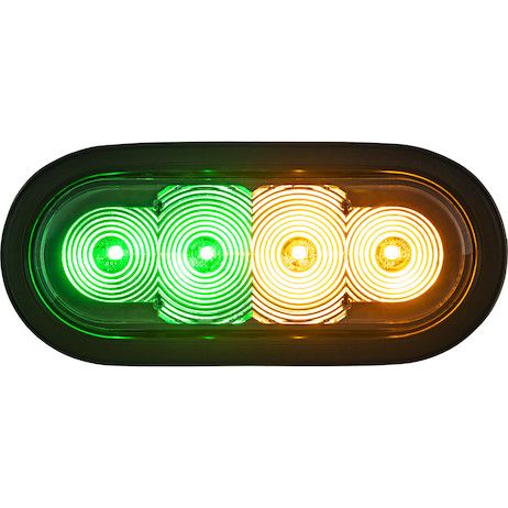 SL62AG - 6 Inch LED Oval Strobe Light with Amber/Green LEDs and Clear Lens