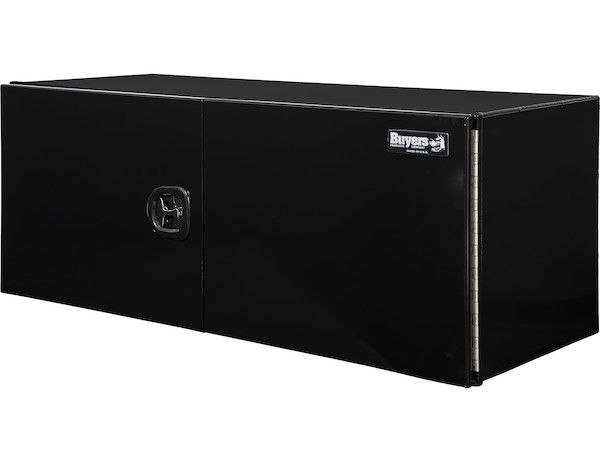 1705915 - 18x18x60 Inch Pro Series Black Smooth Aluminum Underbody Truck Box with Barn Door - Double Barn Door, 3-point Compression Latch