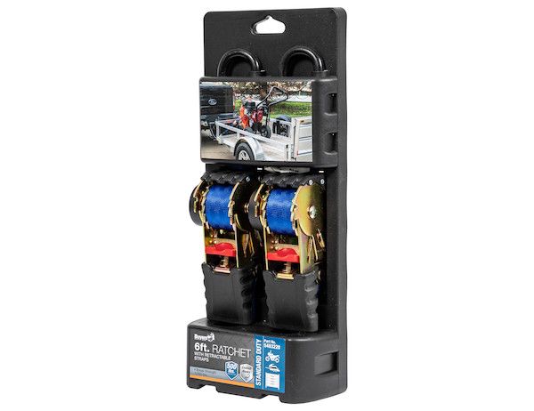 5483220 - Retractable 6 Foot Standard Duty Ratchet Tie Down - 2 Pack